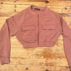 Women's Pink Set Cropped Jacket and sweats